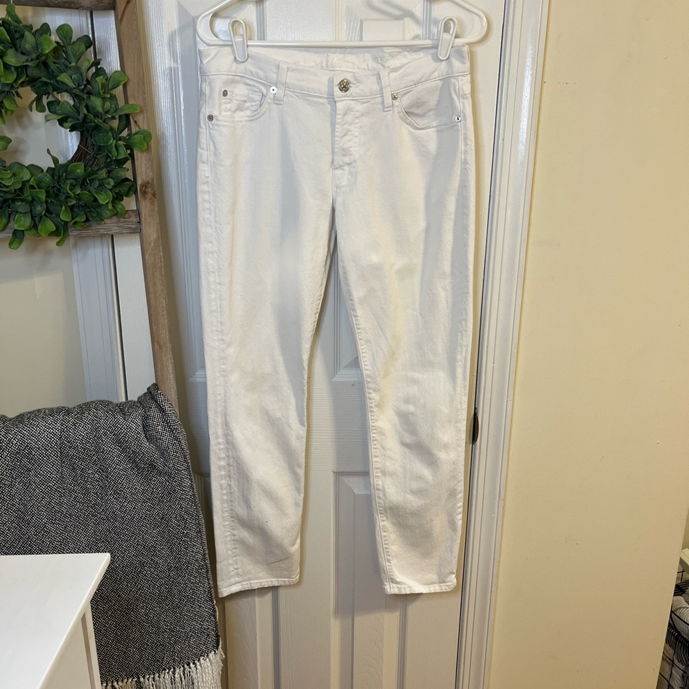 7 for all Mankind Josephina Skinny Boyfriend White Jeans - Picture 4 of 9